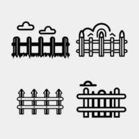 set line classic gate gate with wooden fence icon isolated on black and white background. fence gate. vector illustration.