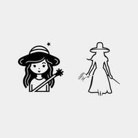 set of cute witch vector isolated on white background