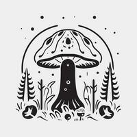 mushroom mystical icon vector isolated on white background