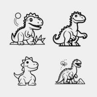 set of cute cartoon baby dino vector isolated on white background