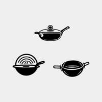 set of Frying pan vector icon vector isolated on white background