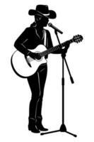 silueta de país cantante mujer. vector clipart aislado en blanco.