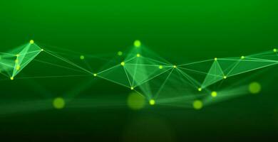 Abstract green digital background. Visualization of big data. Network connection. Worldwide connection to the Internet. Scientific background with lines and dots. 3d rendering. photo