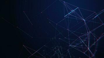 The concept of a network connection with a glitch effect. Technological blue background with lines and dots. Big data. 3d rendering photo