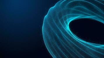 Abstract geometric figure made of digital particles. Network connection. A large data structure of blue dots connected by lines. 3d rendering photo