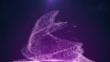 A vortex of dust particles. Illustration of a whirlpool on a purple background. The effect of levitation. Dynamic, explosive wave. Big data. 3D rendering photo