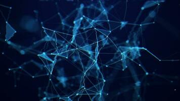 Virus, broken data. Abstract blue background with broken moving lines and dots. The concept of big data, technology and science. Connection to the World Wide Web failed. 3d rendering photo