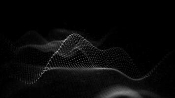 Futuristic black and white luminous wave. The concept of big data. Network connection. Cybernetics. Abstract dark background of white dots forming a wave. 3d rendering. photo