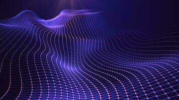 Futuristic glowing wave. The concept of big data. Network connection. Cybernetics. Abstract dark background of blue lines with orange dots. 3d rendering. photo