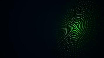 un digital disco de puntos futurista verde circular ola. el concepto de grande datos. el ola efecto de el web. 3d representación foto