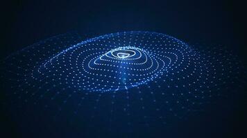 Futuristic internet connection network on a blue background. The wave effect of the web. The concept of big data. The effect of particle oscillation. 3D rendering photo