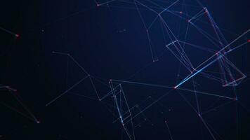 The concept of a network connection with a glitch effect. Technological blue background with lines and dots. Big data. 3d rendering photo