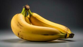Fresco orgánico amarillo banana, un sano bocadillo para vegetariano dietas generado por ai foto