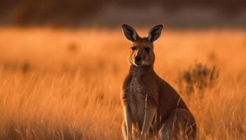 Cute marsupial looking at camera in meadow generated by AI photo