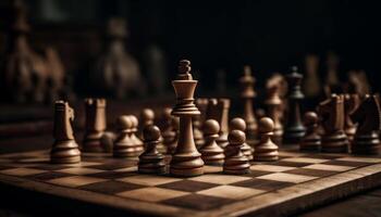 Strategic chess battle, success for the king generated by AI photo