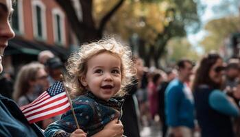 American family enjoys outdoor fun and togetherness generated by AI photo