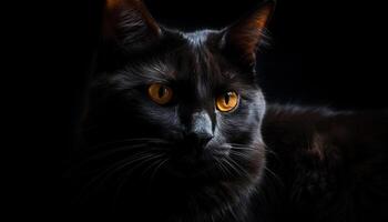 Fluffy kitten staring with cute whiskers generated by AI photo