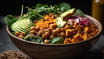 Healthy vegetarian salad with fresh organic ingredients generated by AI photo