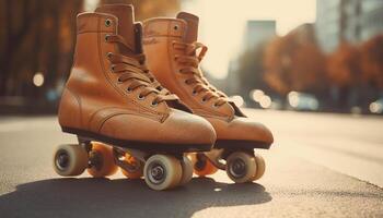 Sports shoe laces tied tight for skateboarding generated by AI photo