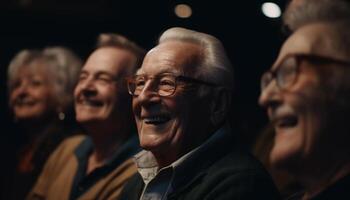 sonriente personas mayores disfrutar ocio actividad al aire libre juntos generado por ai foto