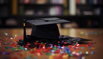 éxito celebracion estudiante refinamiento educación con diploma generado por ai foto