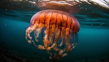 cnidarian tentacles sway in underwater beauty generated by AI photo