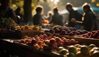 sano agricultores cosecha Fresco orgánico frutas y vegetales generado por ai foto