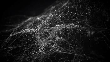 Glowing spider web on dark abstract backdrop generated by AI photo