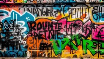 vibrante pintada mural pinturas ciudad calle caos generado por ai foto
