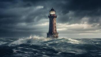 Beacon guides ships through dangerous rough waters generated by AI photo