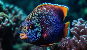 Colorful clown fish swim in African reef generated by AI photo