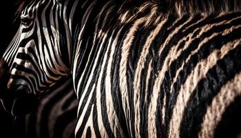 Striped zebra elegance in nature beauty generated by AI photo