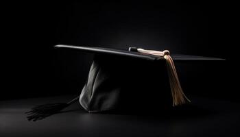 Success celebrated with black cap and diploma generated by AI photo