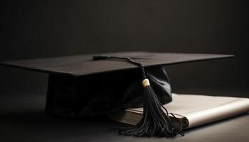 Achievement unlocked Graduation cap and diploma earned generated by AI photo