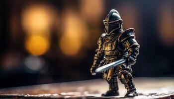 juguete soldado en futurista traje de armadura generado por ai foto
