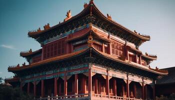 antiguo pagoda, majestuoso de chino cultura generado por ai foto