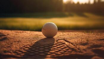 golf pelota en tee, Listo para columpio generado por ai foto