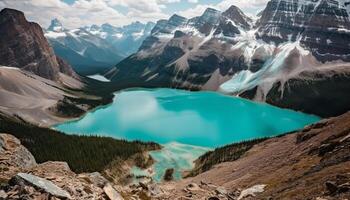 Majestic Rocky Mountains showcase beauty in nature generated by AI photo