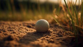 golfista golpear pelota en verde césped campo generado por ai foto