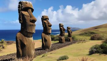 antiguo escultura en naturaleza, un espiritual figurilla generado por ai foto