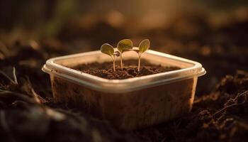 New life sprouts from fresh dirt generated by AI photo
