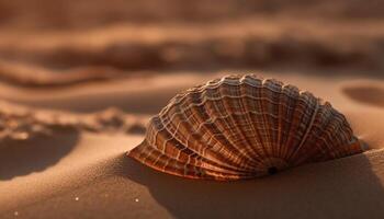 Yellow conch shell, a souvenir from vacations generated by AI photo