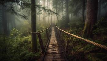 Walking through the spooky forest in autumn generated by AI photo