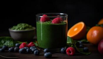 Healthy summer smoothie with fresh berries and yogurt generated by AI photo