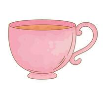 tea in pink cup icon vector