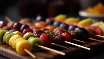 Fresh fruit skewers a colorful gourmet indulgence photo