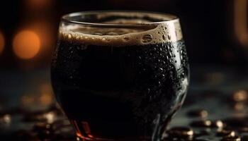 espumoso cerveza vaso en bar encimera, Perfecto para celebracion generado por ai foto