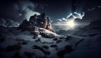 Mountain range with snow winter landscape , photo