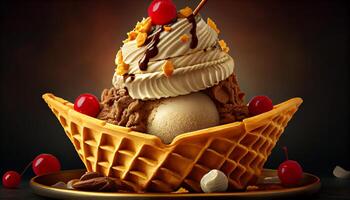 A Sweet Indulgence Homemade Ice Cream Sundae , photo