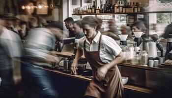 Barista and bartender serving coffee and drinks generated by AI photo